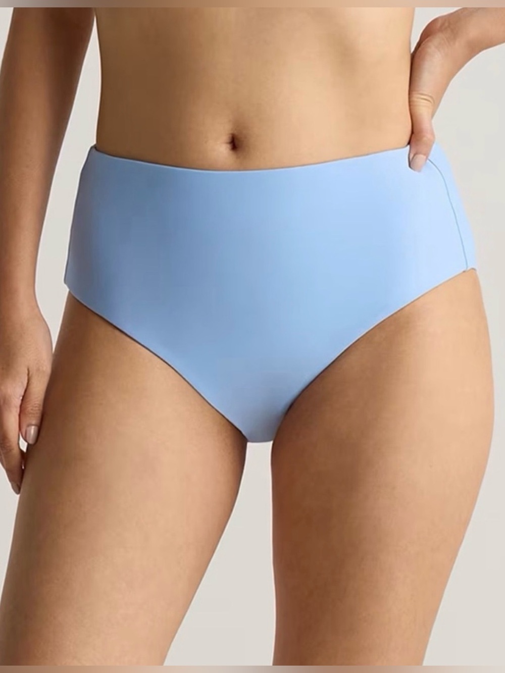 NWT QUINCE Italian High-Rise Bikini Bottom Medium Clear Blue Sky